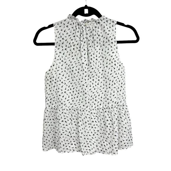 LOFT Classic Fit Black & White Eyelet Peplum Halter Shell Top Small Petite - Picture 5 of 5